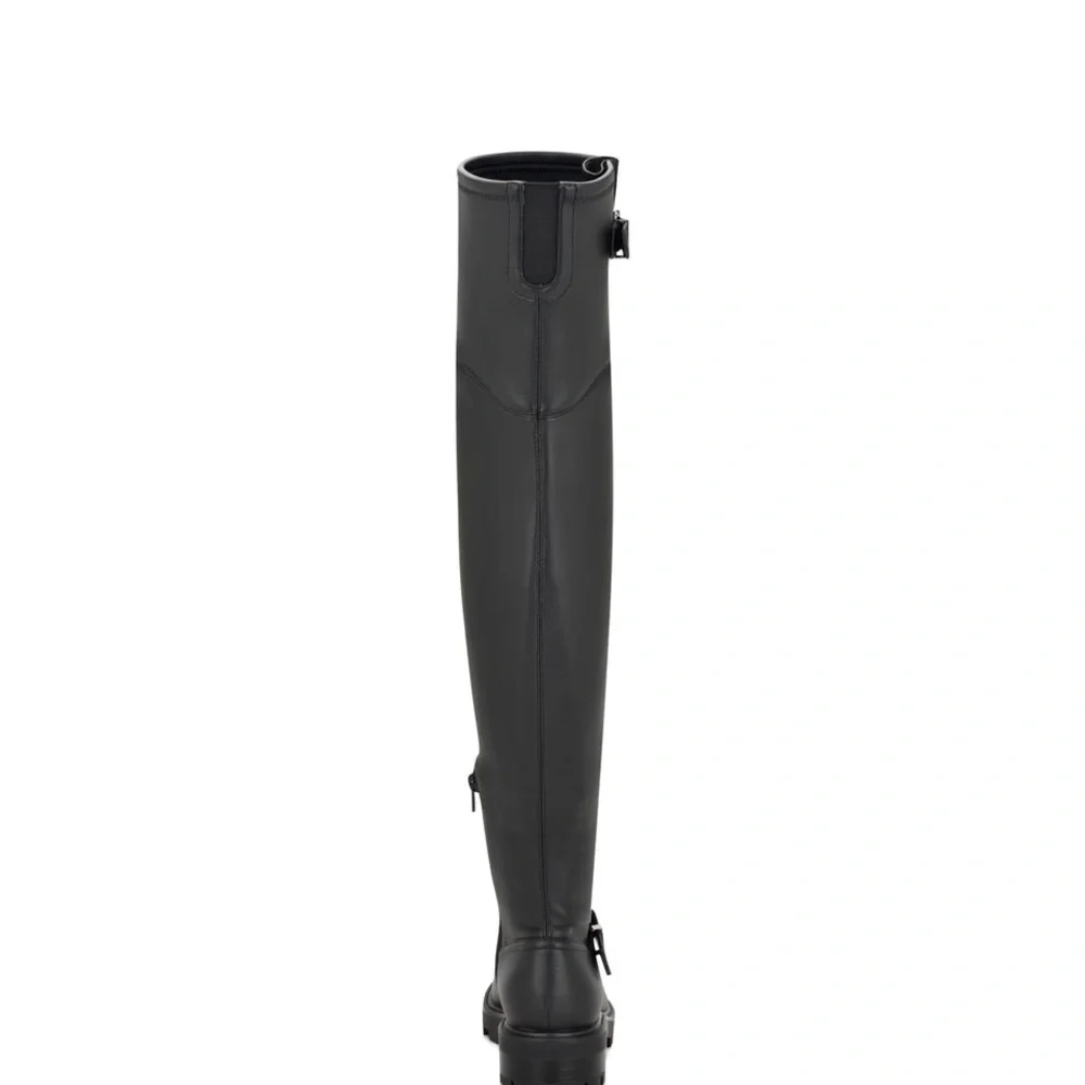 Nine West Nans Lug Sole Over The Knee Black Boots Size 6 NWOB
